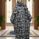 روب صلاة قطن أسود مخطط