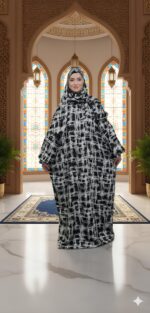 روب صلاة قطن أسود مخطط