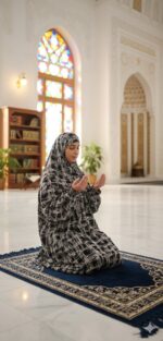 ⁦روب صلاة قطن أسود مخطط⁩ - الصورة ⁦8⁩