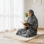 ⁦روب صلاة قطن أسود مخطط⁩ - الصورة ⁦5⁩