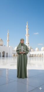 ⁦روب صلاة أخضر تفاحي مغسول⁩ - الصورة ⁦2⁩