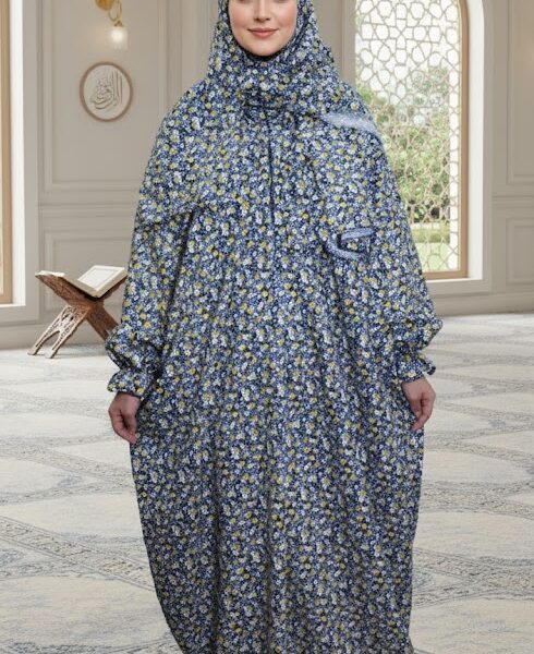 روب صلاة كحلي قطن مورد