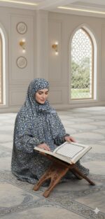 ⁦روب صلاة كحلي قطن مورد⁩ - الصورة ⁦3⁩